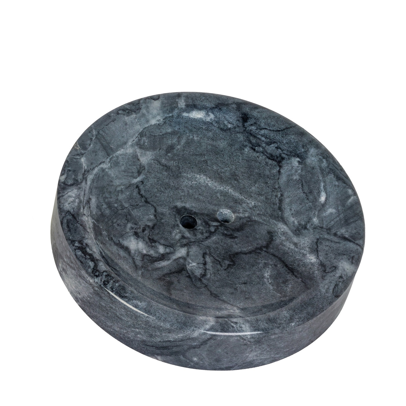 Marble Round Soap Dish - Dark Grey 10cm