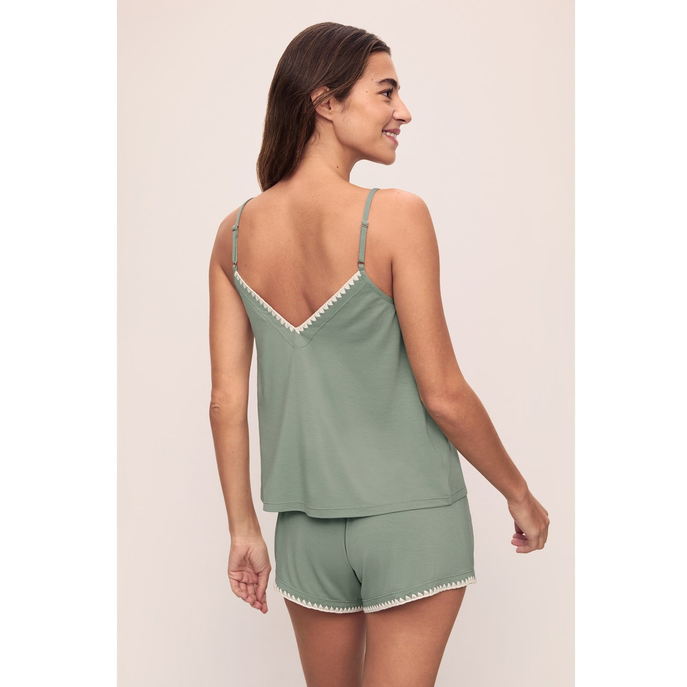Eberjey Frida TENCEL™ Modal Cami & Shortie Set - Eucalyptus/Ivory