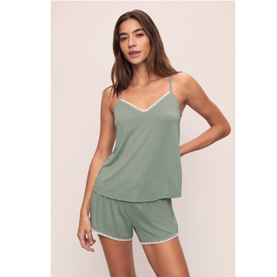 Eberjey Frida TENCEL™ Modal Cami & Shortie Set - Eucalyptus/Ivory