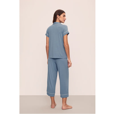 Eberjey Gisele TENCEL™ Modal S/S Cropped PJ Set - Denim Blue/Ivory