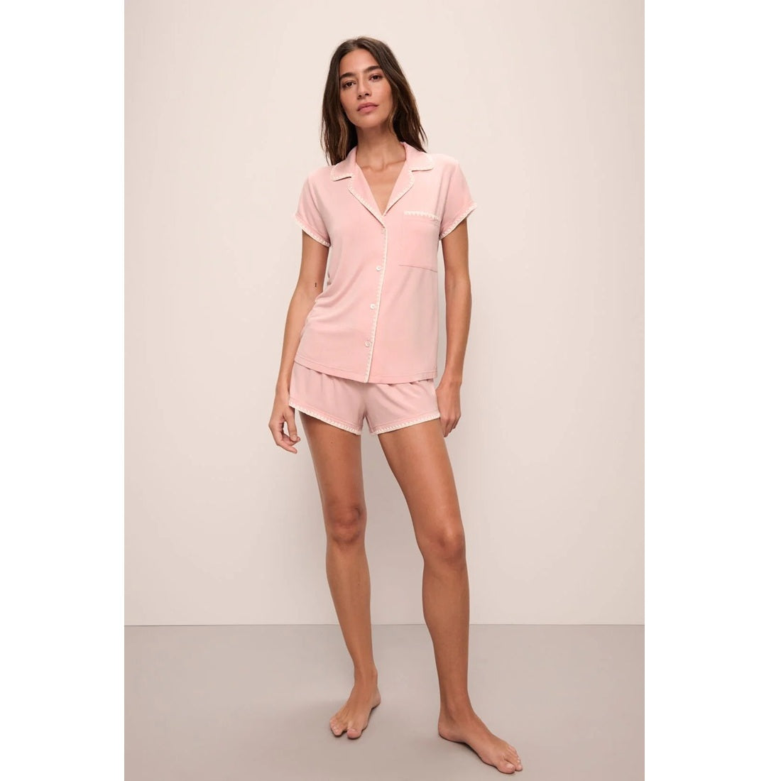 Eberjey Frida TENCEL Modal Cami & Shortie Set - Silver Pink/Ivory