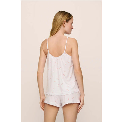 Gisele TENCEL Printed Modal Ruffle Cami & Shortie Short Set - Daisy/White