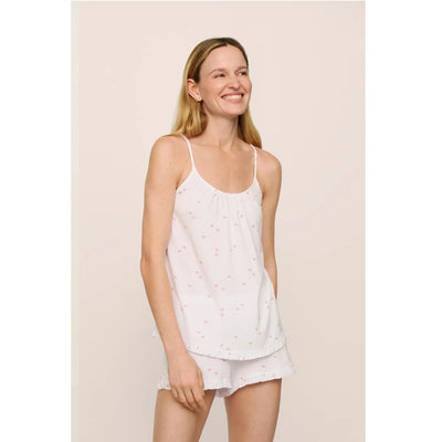 Gisele TENCEL Printed Modal Ruffle Cami & Shortie Short Set - Daisy/White
