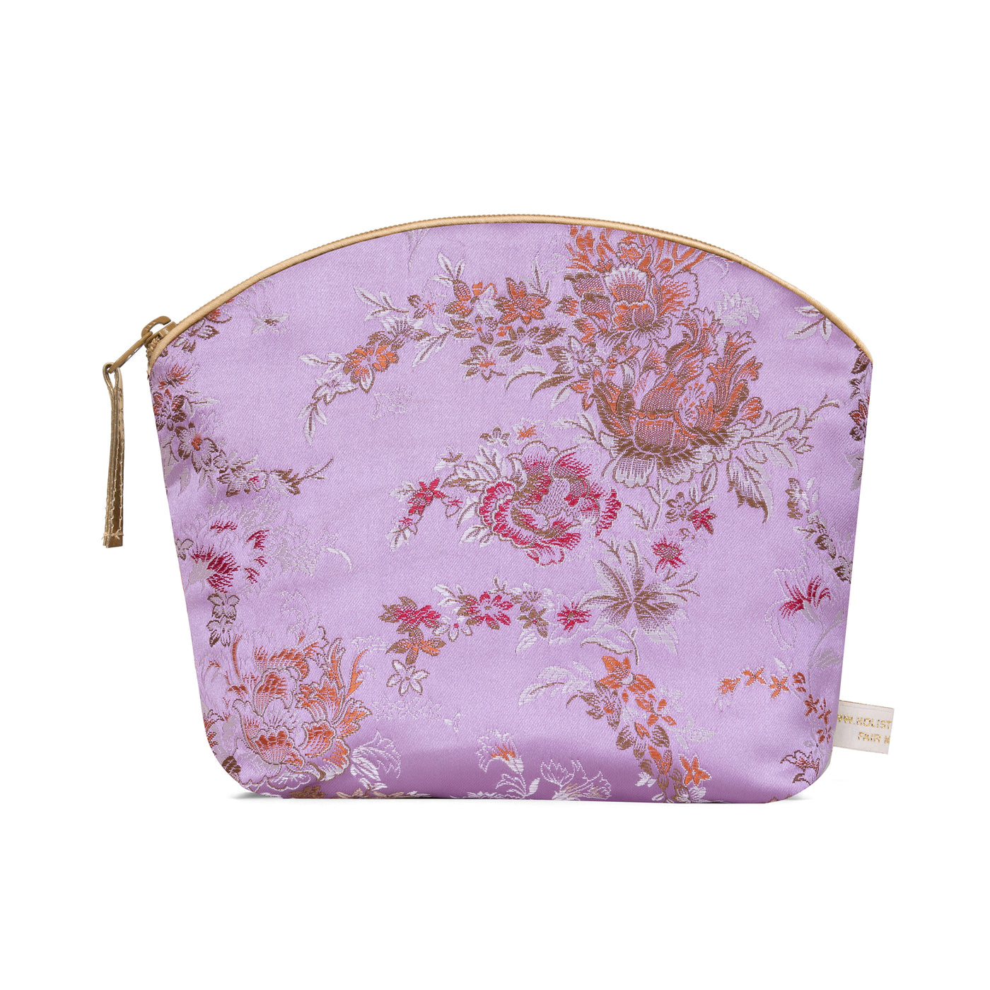 Holistic Silk Brocade Make-Up Bag with Lavender - Lilac Bloom Brocade