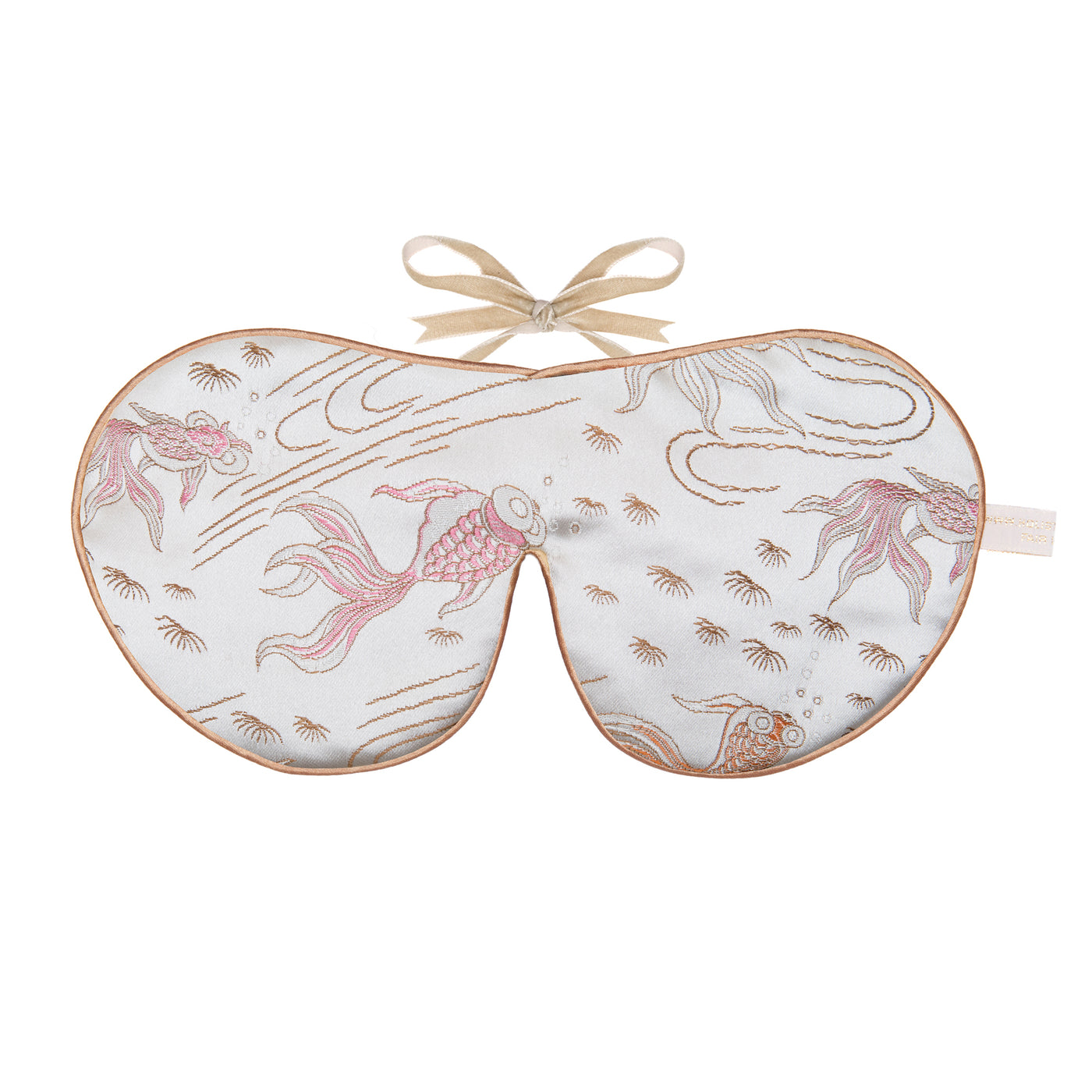 Holistic Silk Silk & Velvet Eye Mask - Silver Fish Brocade