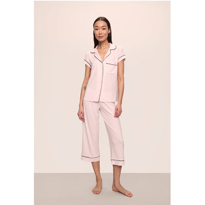 Eberjey Gisele TENCEL™ Modal S/S Cropped PJ Set - Sorbet Pink/Black