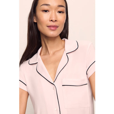 Eberjey Gisele TENCEL™ Modal S/S Cropped PJ Set - Sorbet Pink/Black