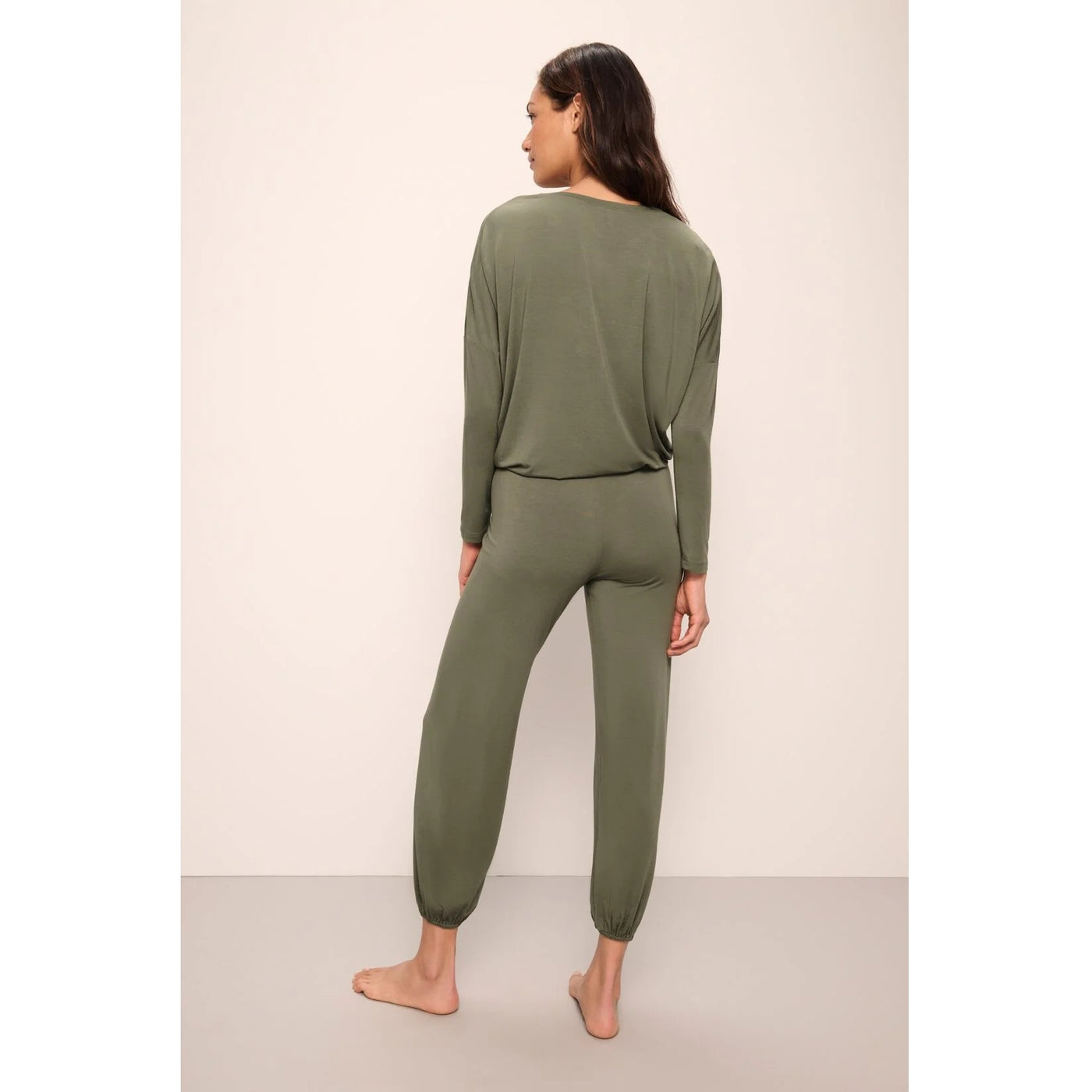 Eberjey Gisele TENCEL™ Modal Slouchy Pyjama Set - Moss/Ivory