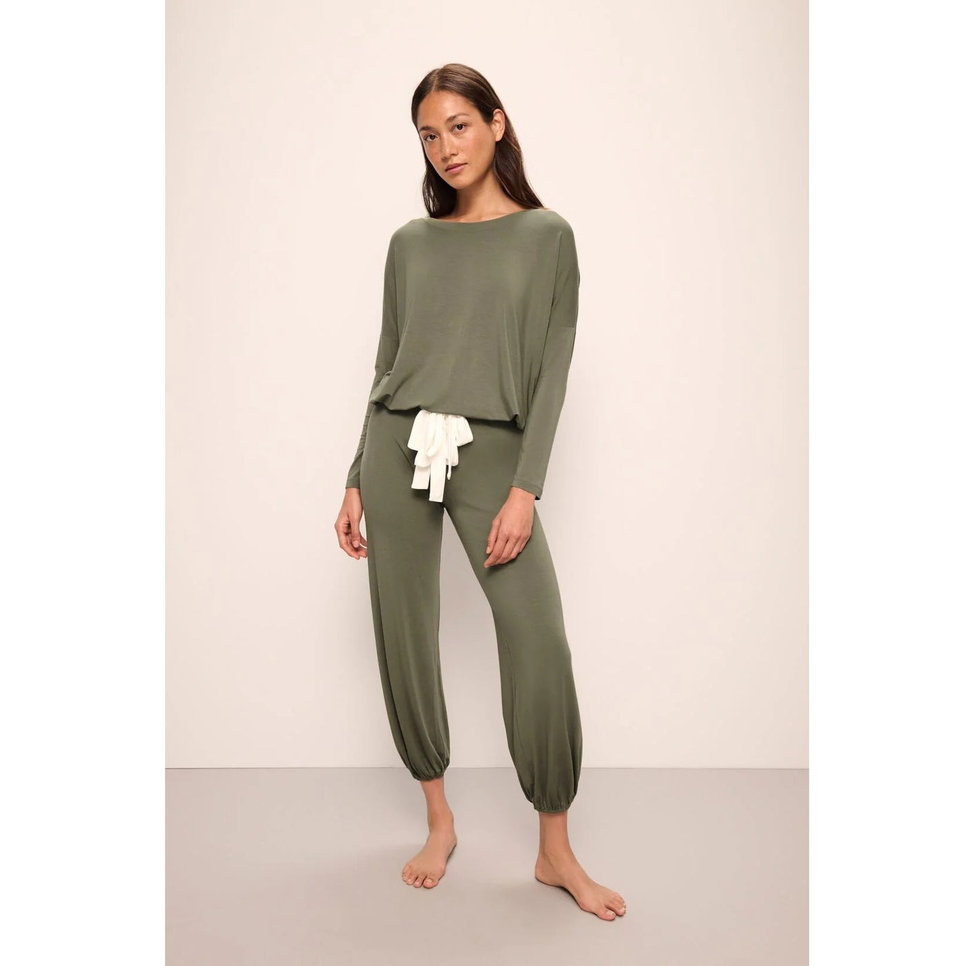 Eberjey Gisele TENCEL™ Modal Slouchy Pyjama Set - Moss/Ivory