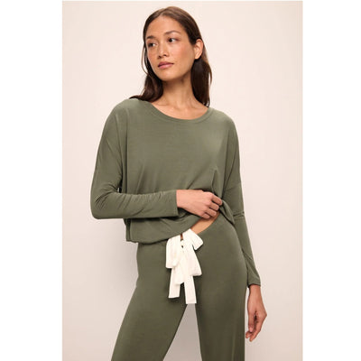 Eberjey Gisele TENCEL™ Modal Slouchy Pyjama Set - Moss/Ivory