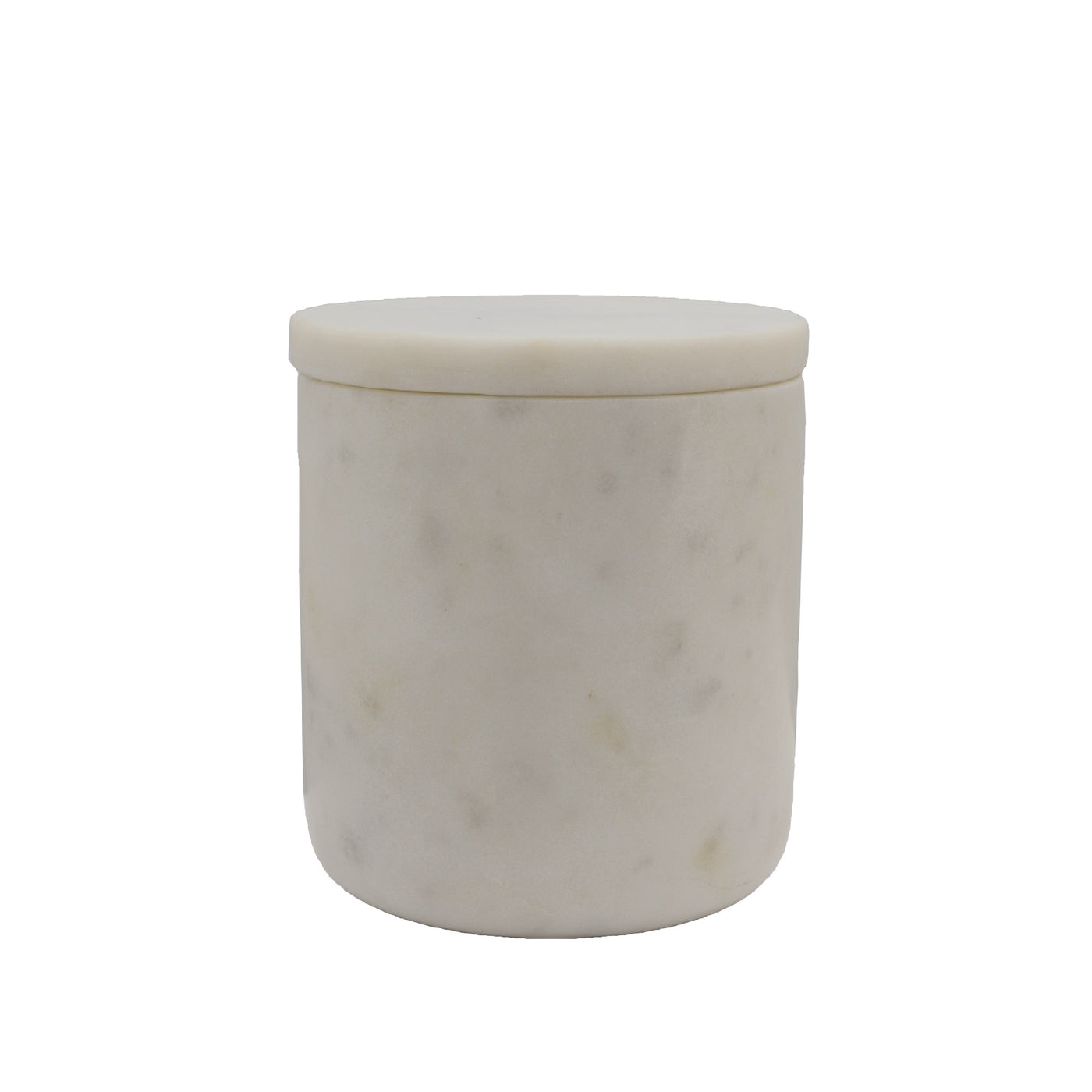 White Marble Cotton Bud Container with Lid D10xH11.5cm